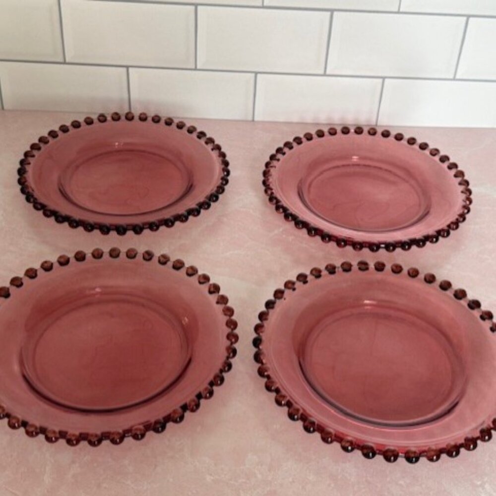 Threshold (4) Appetizer Plates, for entertaining, dessert plates, Pink Red Dots - Picture 5 of 8